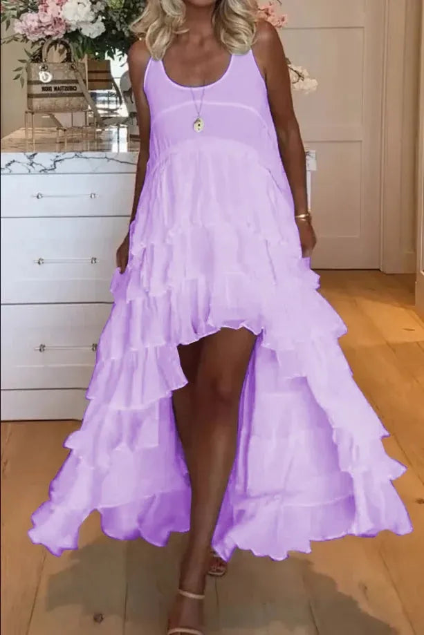 Beautiful women's dress-short-front and long-back with ruffles