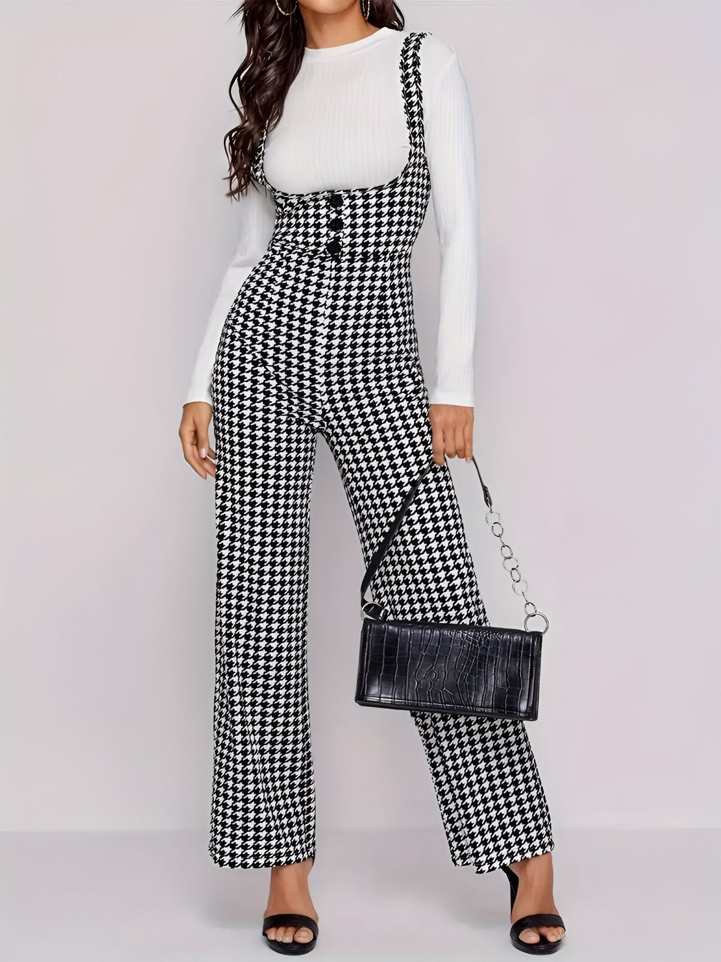 Bertille | Elegant houndstooth jumpsuit