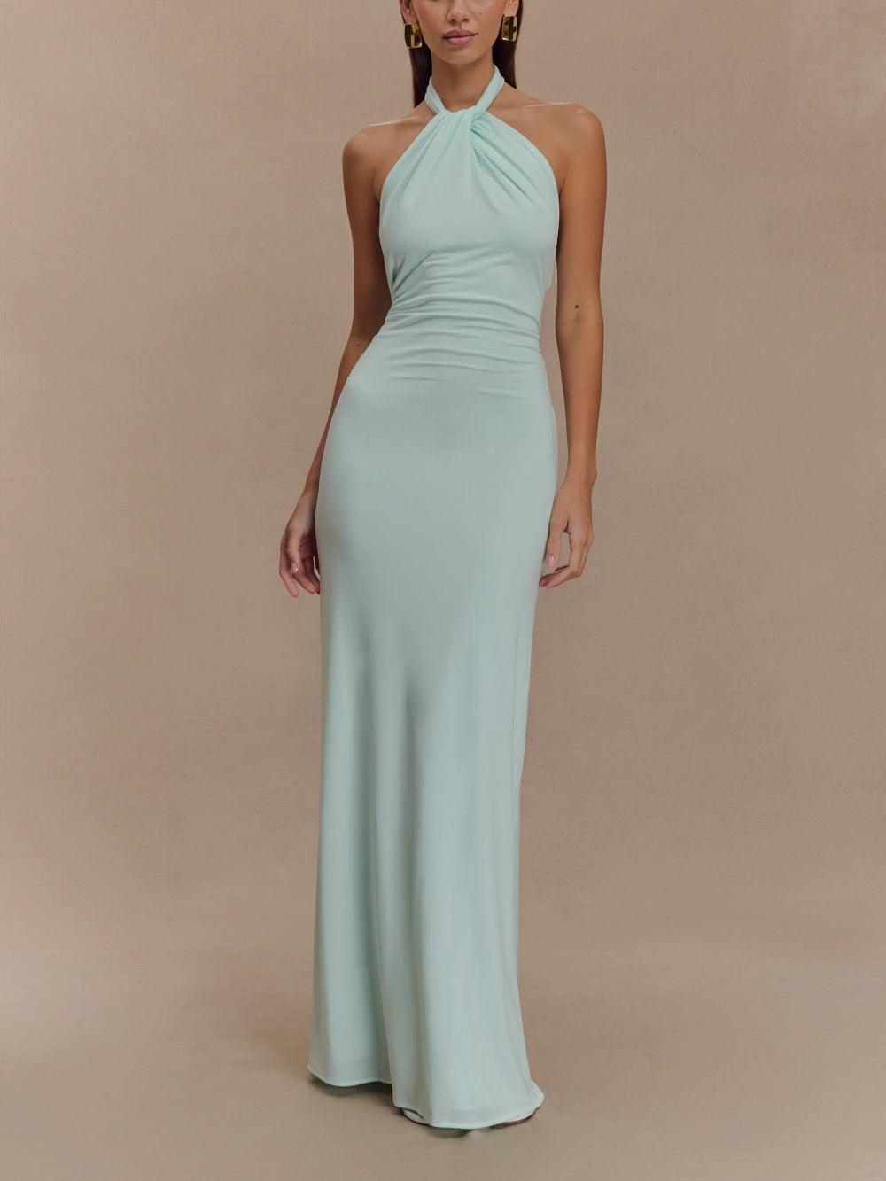 LD Long dress with halter neck and elegant style for special occasions