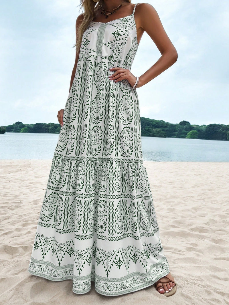 Tropical Vibes: women's dress with ruffled hem and vegetable print