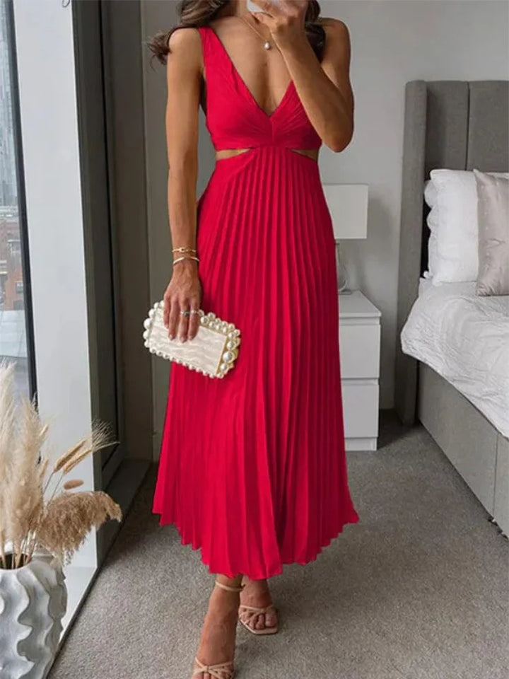 LD | Elegant sleeveless dress with an open back and graceful sophistication for warm-weather occasions