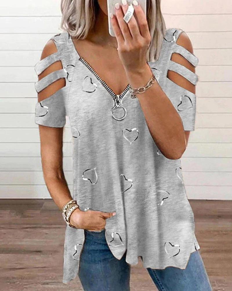 LP | Elegant shirt with v-neck and heart print