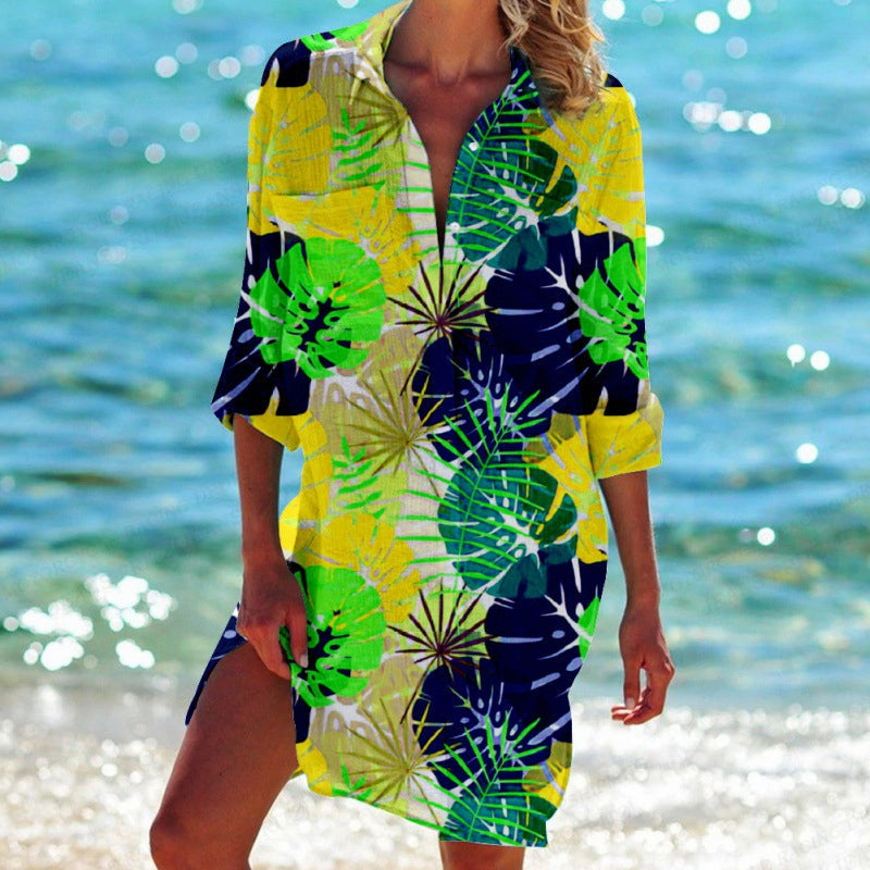 Mc | shirt dress with tropical print