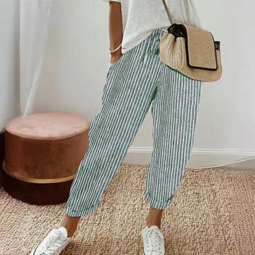 Christa - Casual pants with vertical stripes