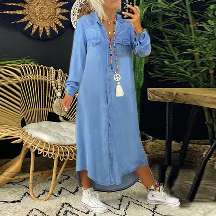 LD | denim skirt with long sleeves for a casual everyday look