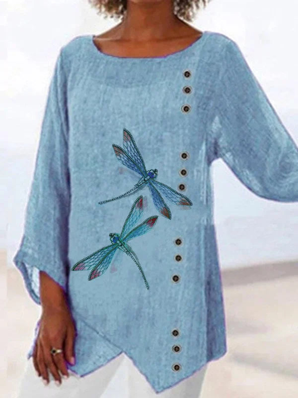 LP | Shirt with dragonflies print and V-neckline