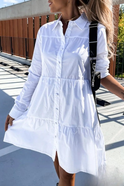 Evelyn women's dresses-with-fixed-buckle-and-turned-collar