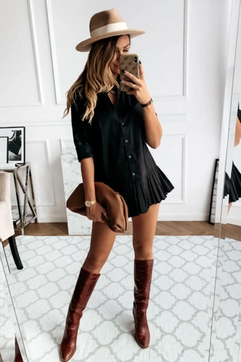 LP | Short, pleated shirt dress