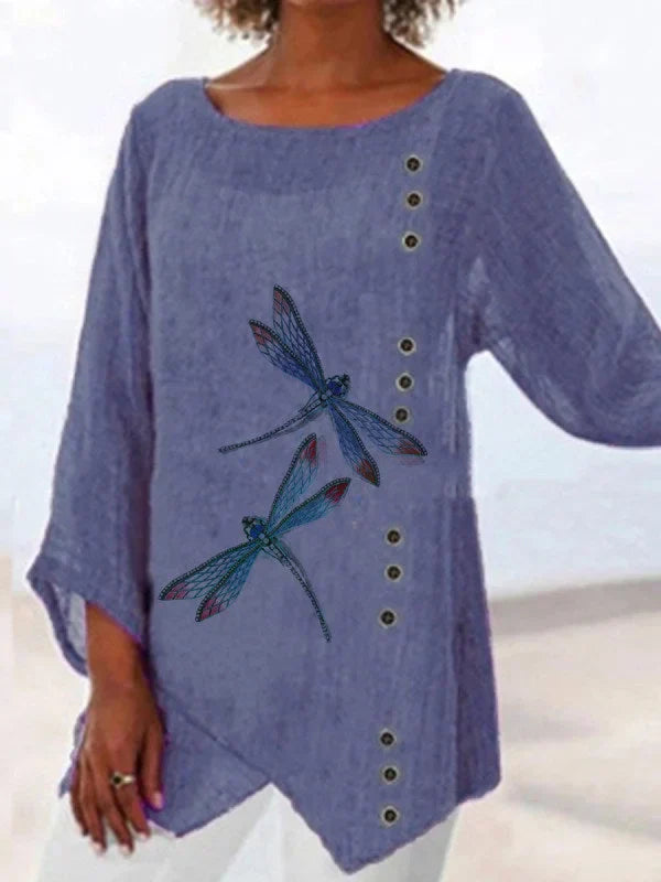 LP | Shirt with dragonflies print and V-neckline
