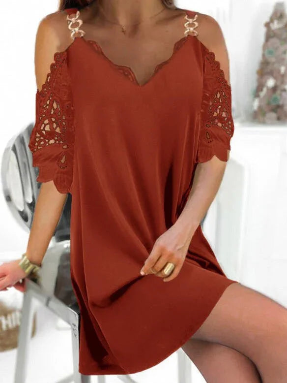LD Midi dress with lace and bare shoulders