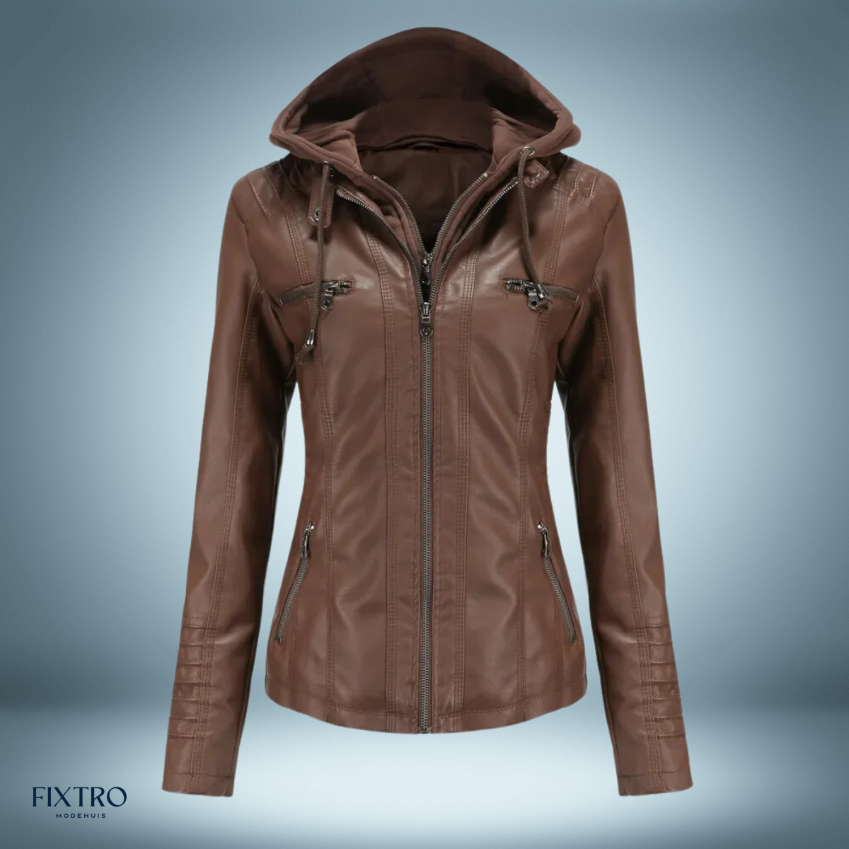 Lyra | Women's Leather Jacket with Hood Chic and Comfortable