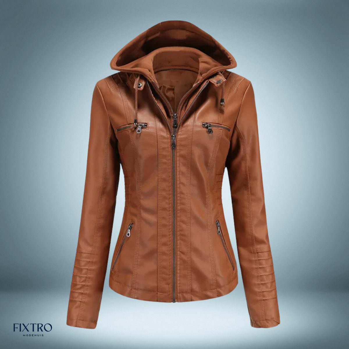 Lyra | Women's Leather Jacket with Hood Chic and Comfortable
