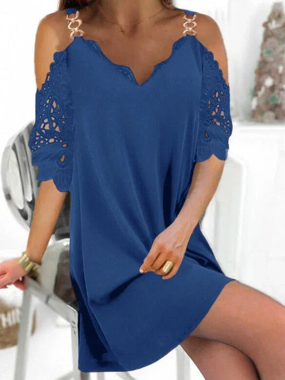 LD Midi dress with lace and bare shoulders