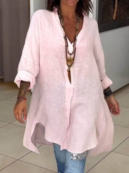 LD Women's Casual Cotton Linen Shirt Dress