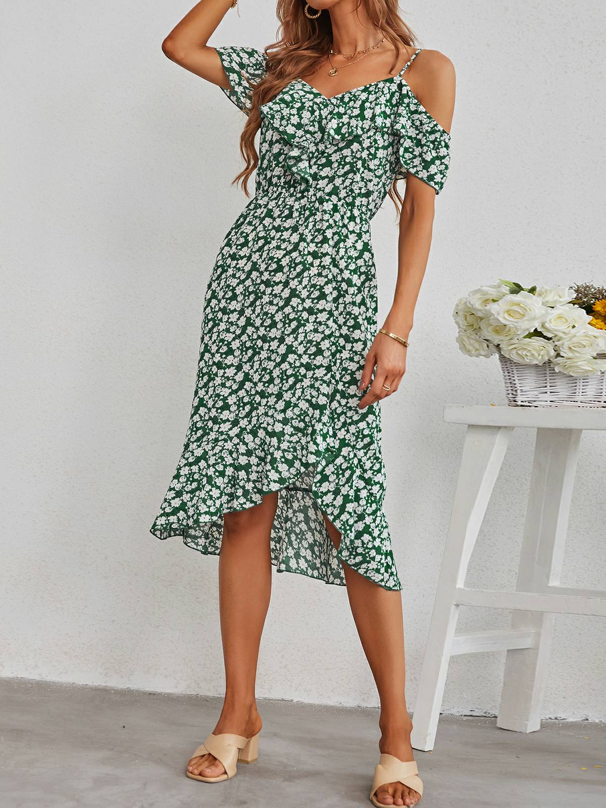 LD | Dress with printed slip skirt