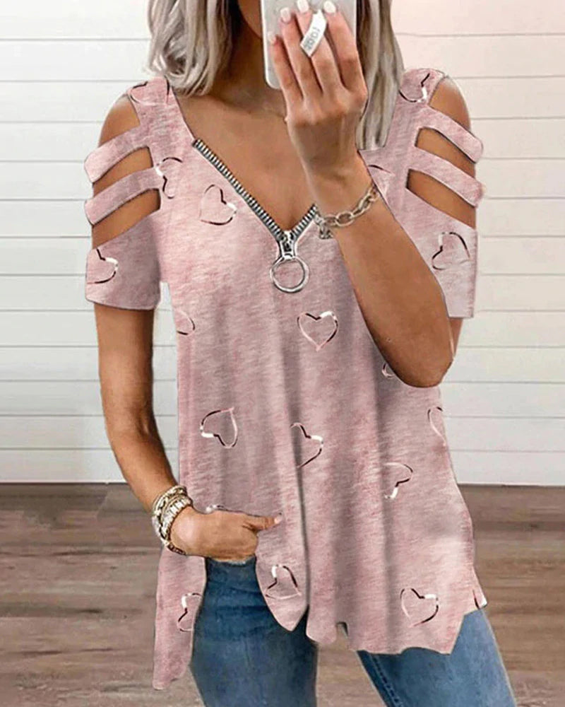 LP | Elegant shirt with v-neck and heart print