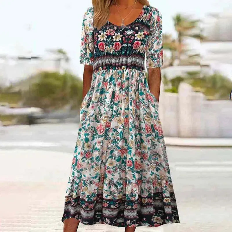 LP | Bohemian dress with floral print