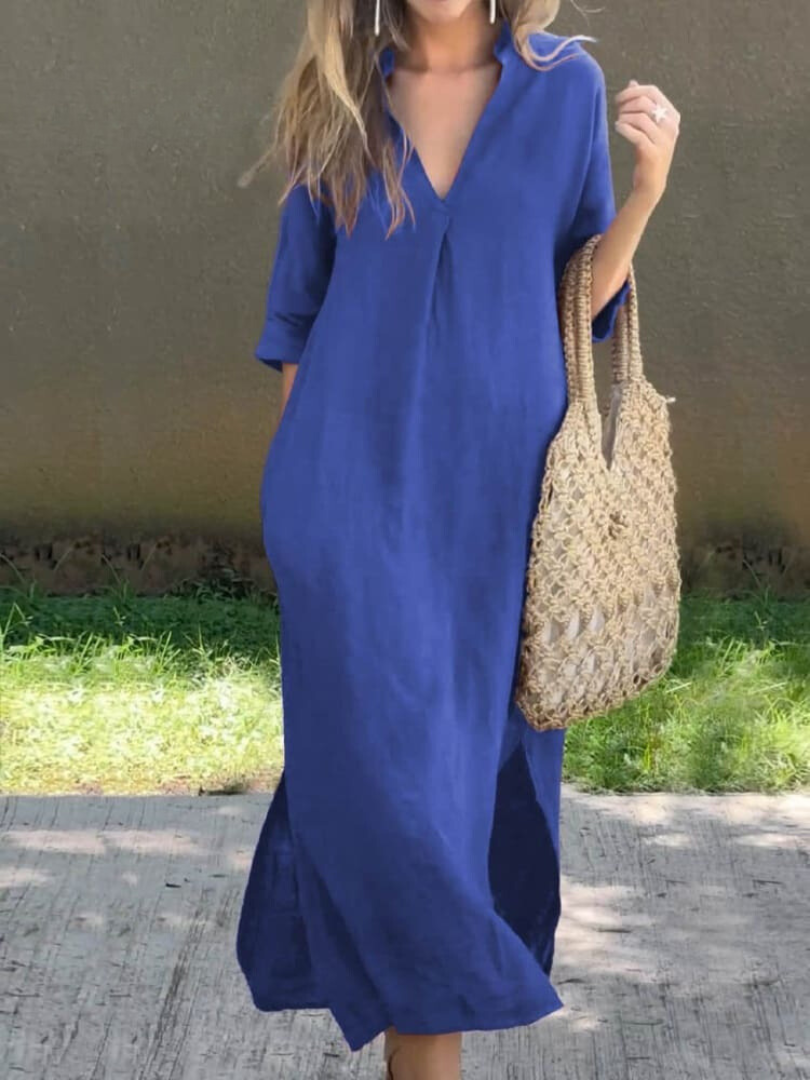 LD | Elegant maxi dress with V-neck and loose silhouette