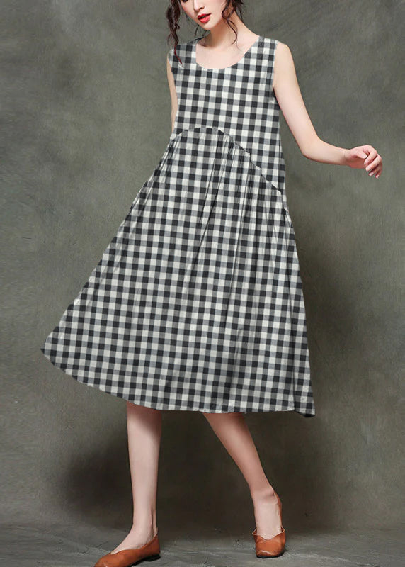 Mitchi - Long sleeveless dresses with round neck and ruffles