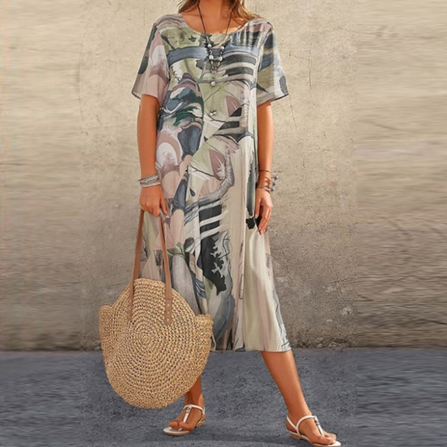 Summery midi dress with modern print