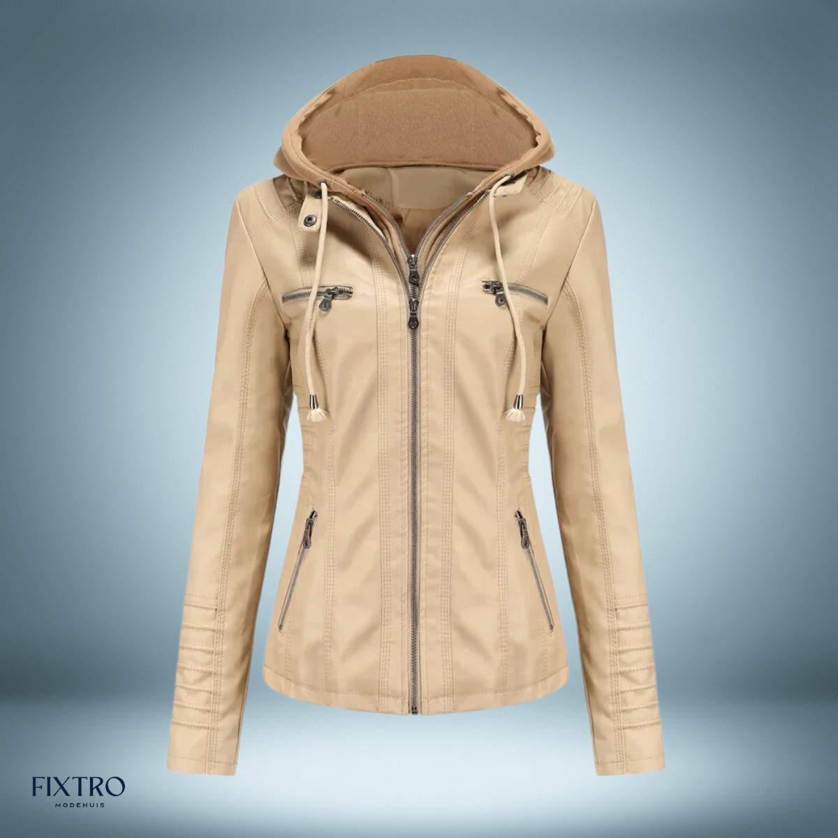 Lyra | Women's Leather Jacket with Hood Chic and Comfortable