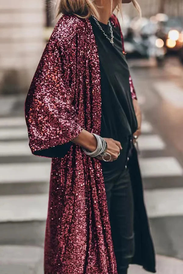 Gilet Talea | Long sequin vest