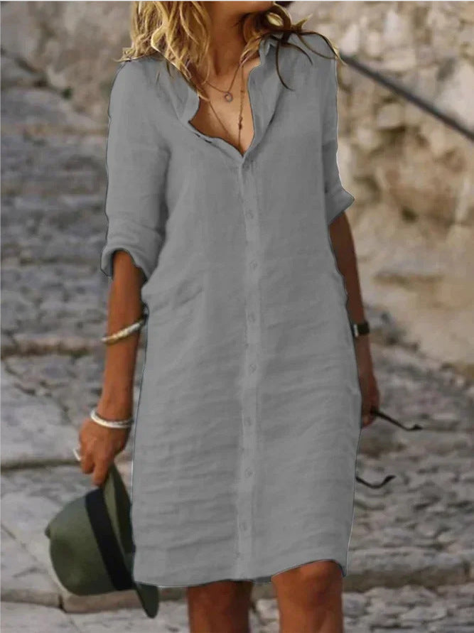 Button-down dress with lapel collar