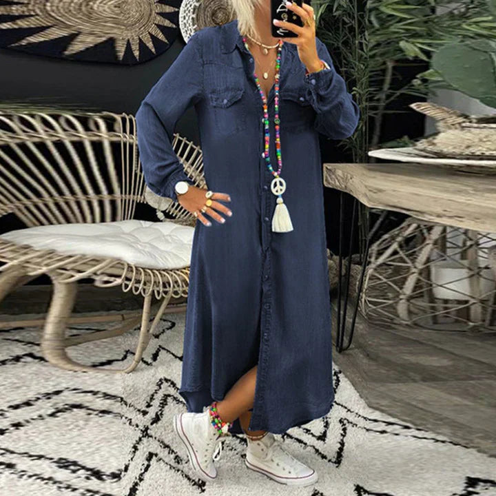 LD | denim skirt with long sleeves for a casual everyday look
