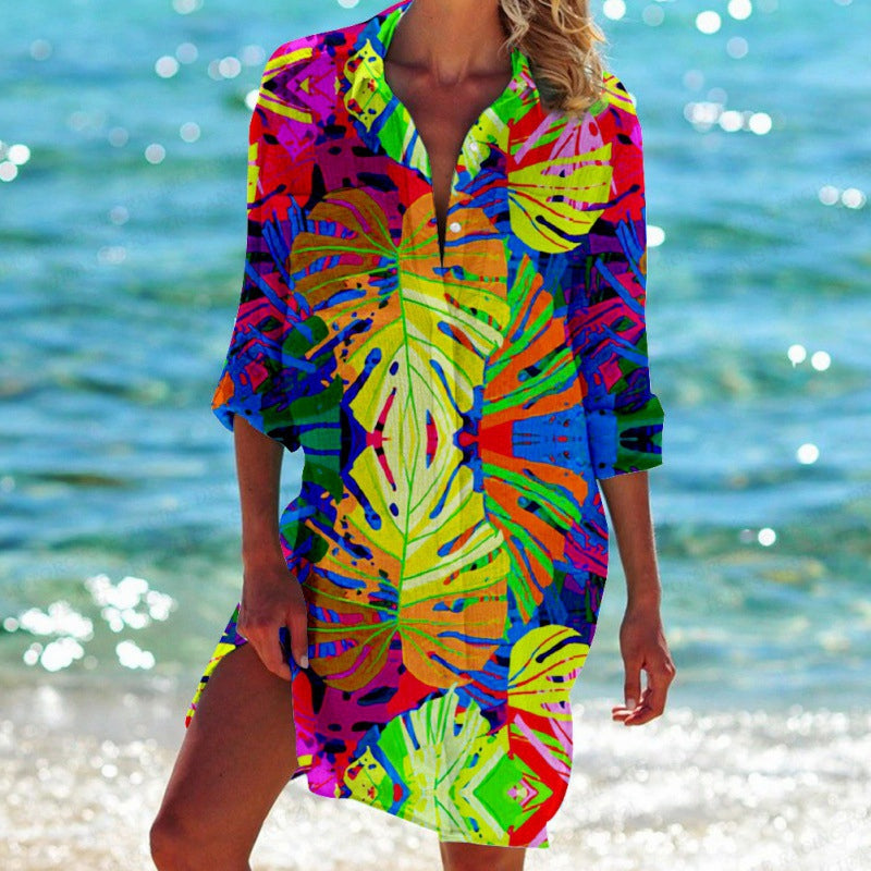 Mc | shirt dress with tropical print