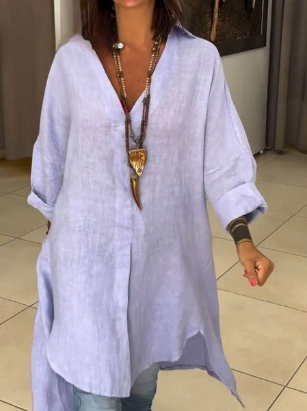 LD Women's Casual Cotton Linen Shirt Dress