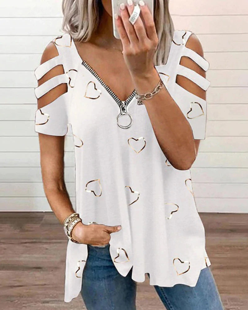 LP | Elegant shirt with v-neck and heart print