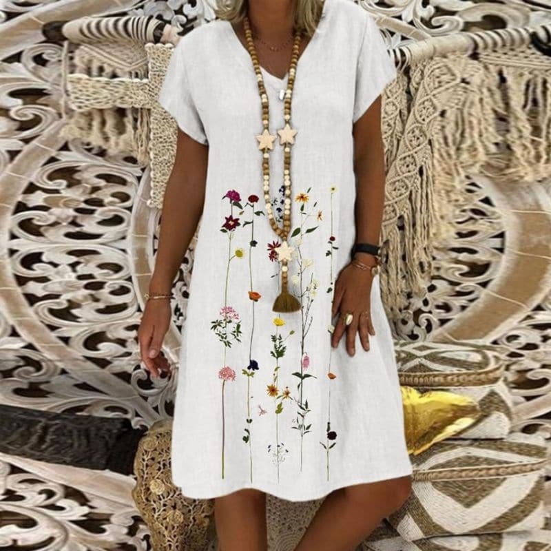 LP | Comfortable linen dress with elegant pattern