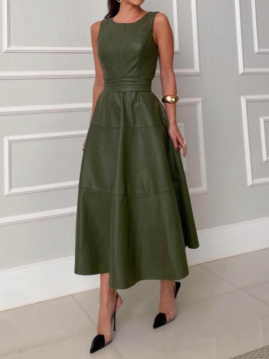LD Sleeveless casual dress with A-line design and modern style