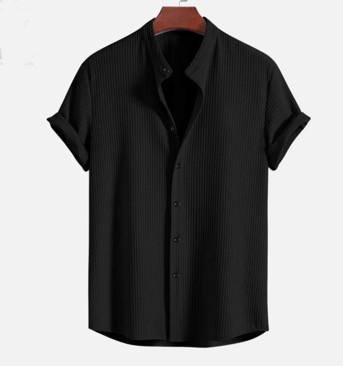 Noble™ - Ribbed stand-up collar shirt, muscular fit