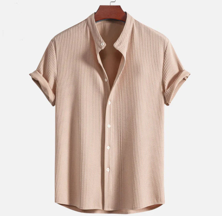 Noble™ - Ribbed stand-up collar shirt, muscular fit