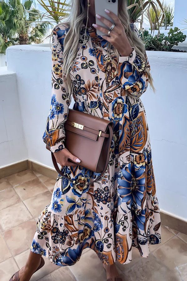 LP | Midi shirt dress with floral print.