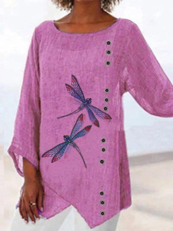LP | Shirt with dragonflies print and V-neckline
