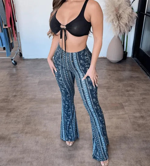 Cara | Flare Broeken - Trendy Prints - Flatterende Pasvorm, Comfortabele Stof