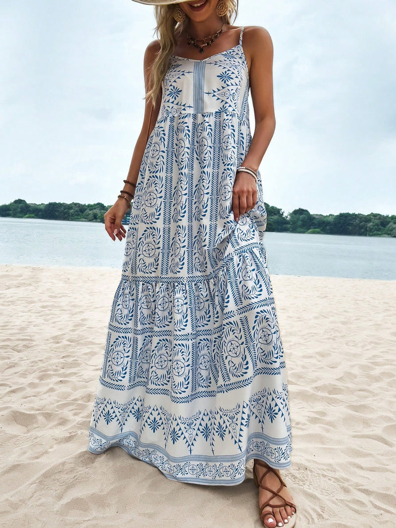 Tropical Vibes: women's dress with ruffled hem and vegetable print