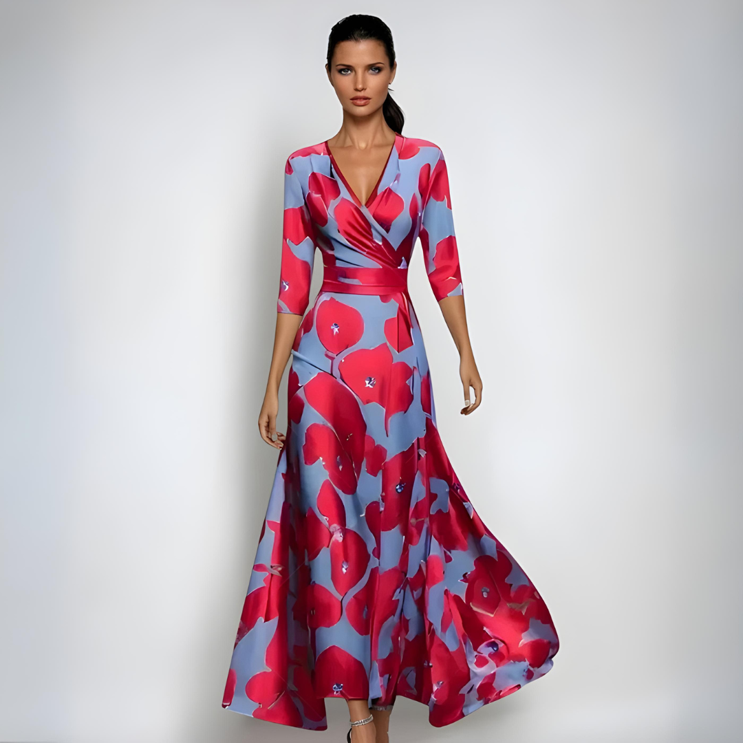 Jano��� | Maxi abito a portafoglio elegante con fiori
