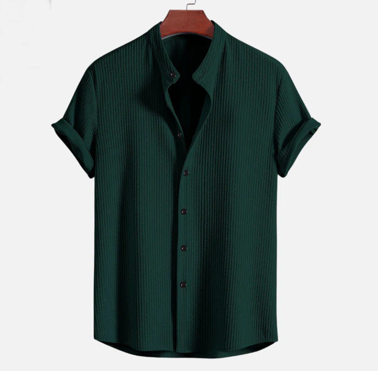 Noble™ - Ribbed stand-up collar shirt, muscular fit