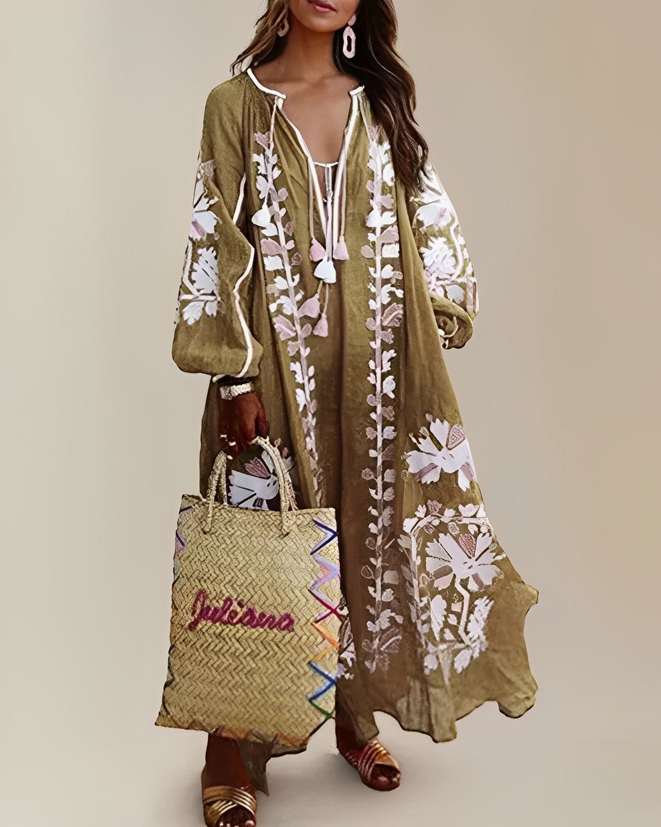 Lovia - Loose-fitting retro boho dress