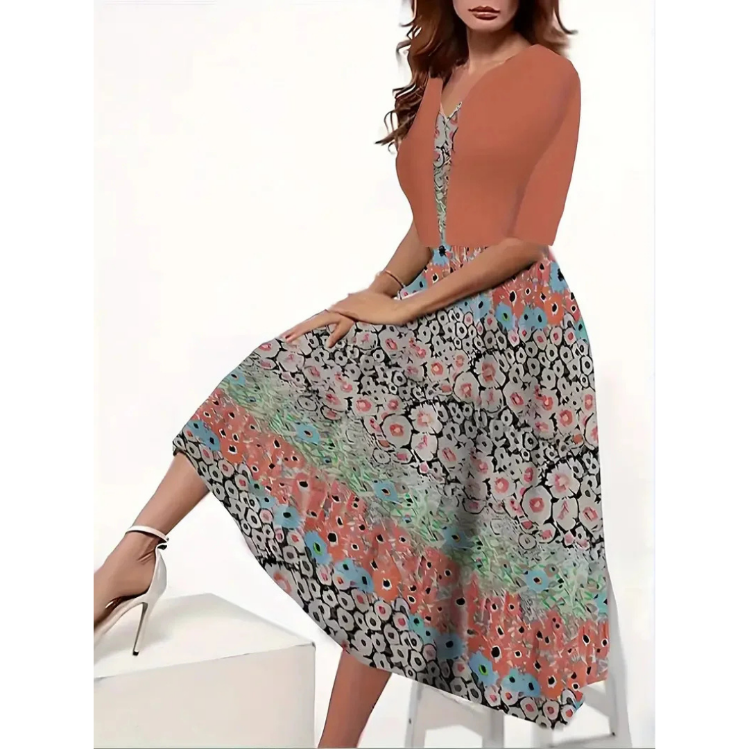 LD | Pleated mini dress with short sleeves