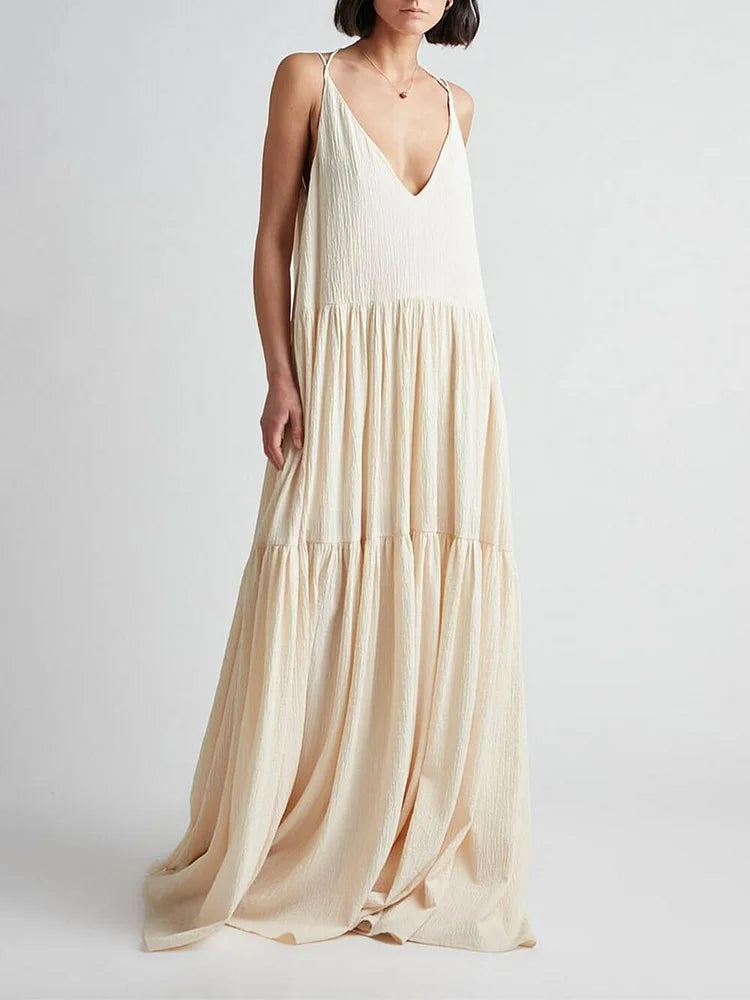 LP | elegant maxi dress with v-neck