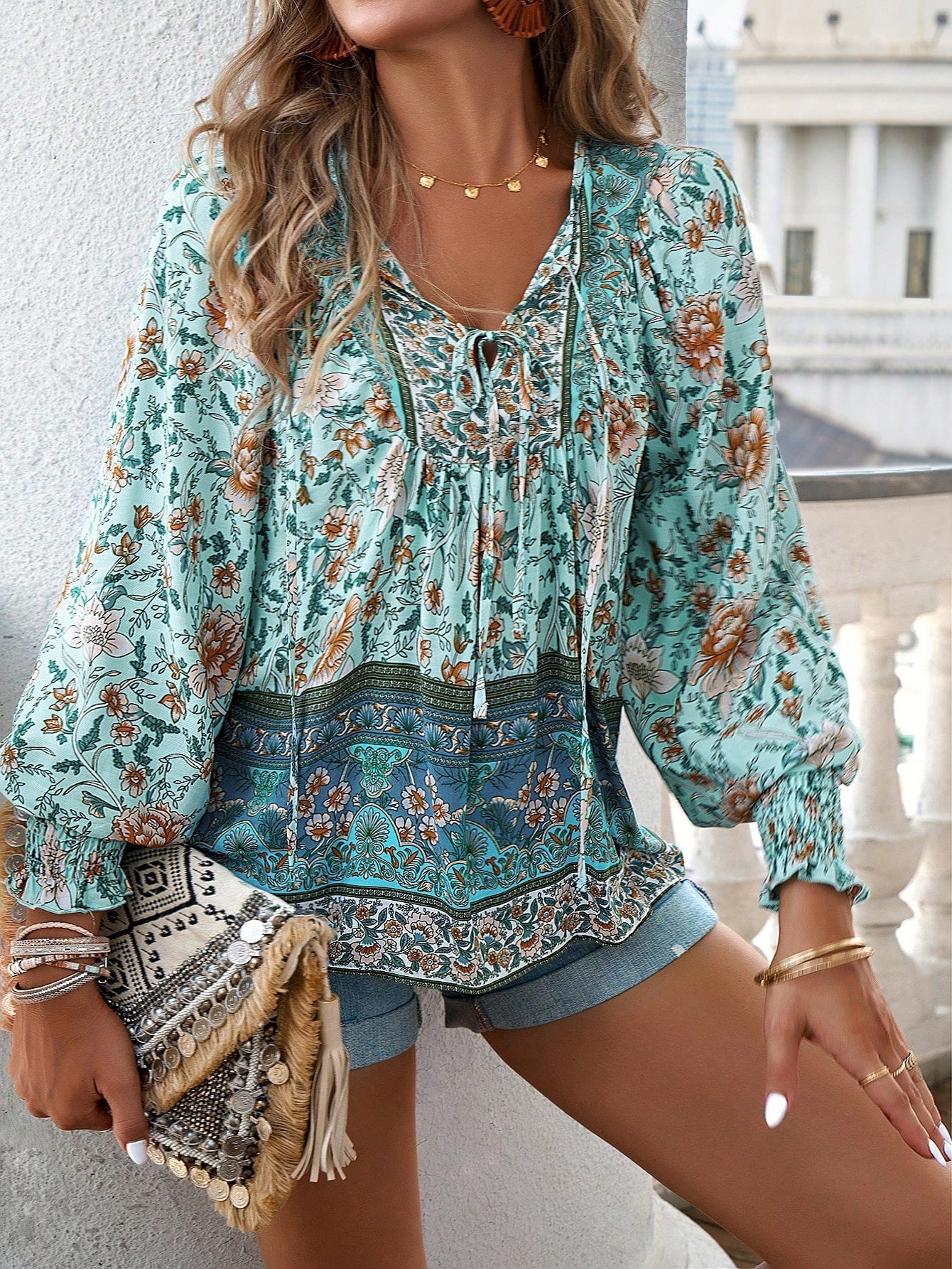 Elara - Boho floral blouse
