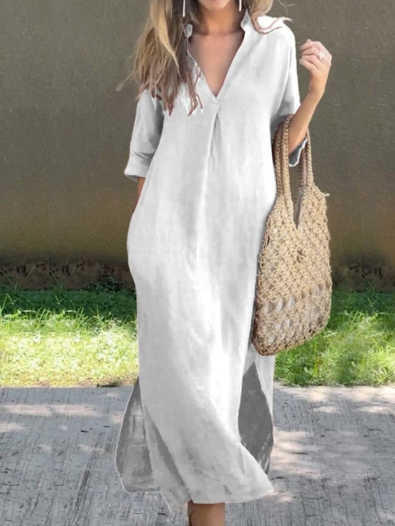 LD | Elegant maxi dress with V-neck and loose silhouette