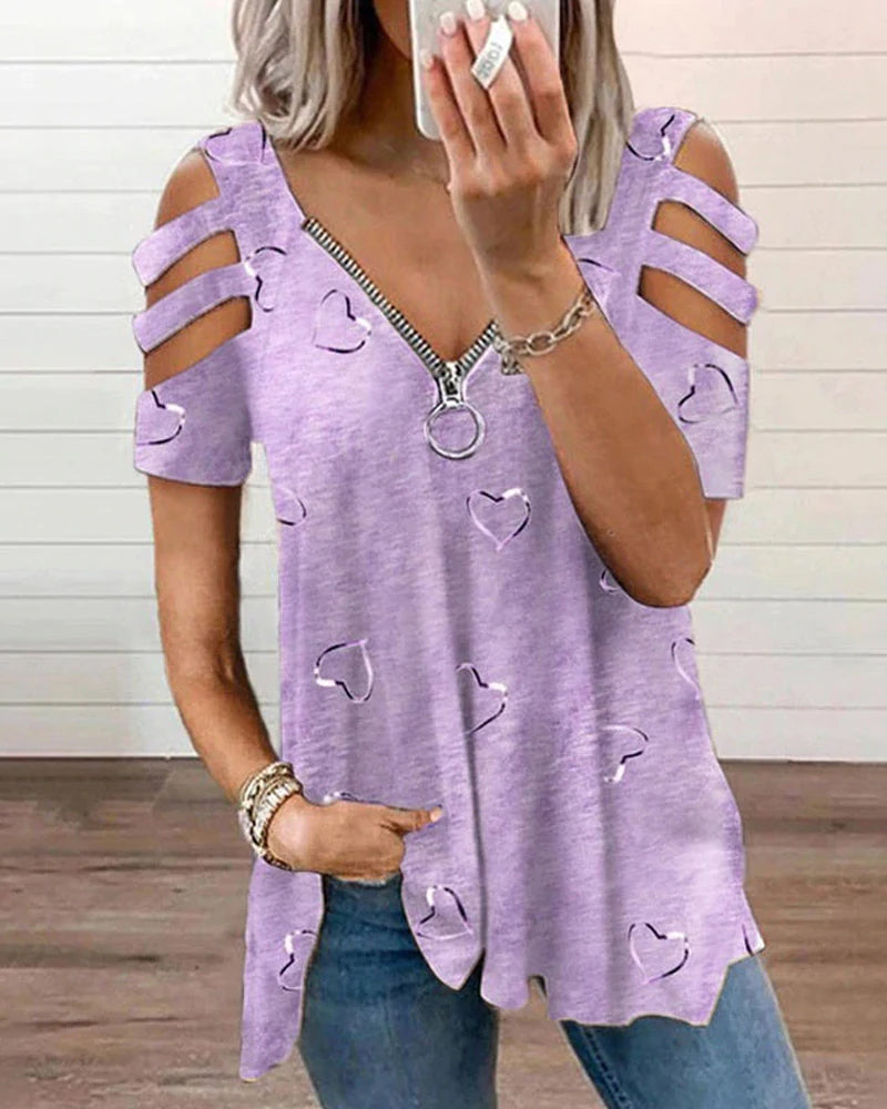 LP | Elegant shirt with v-neck and heart print