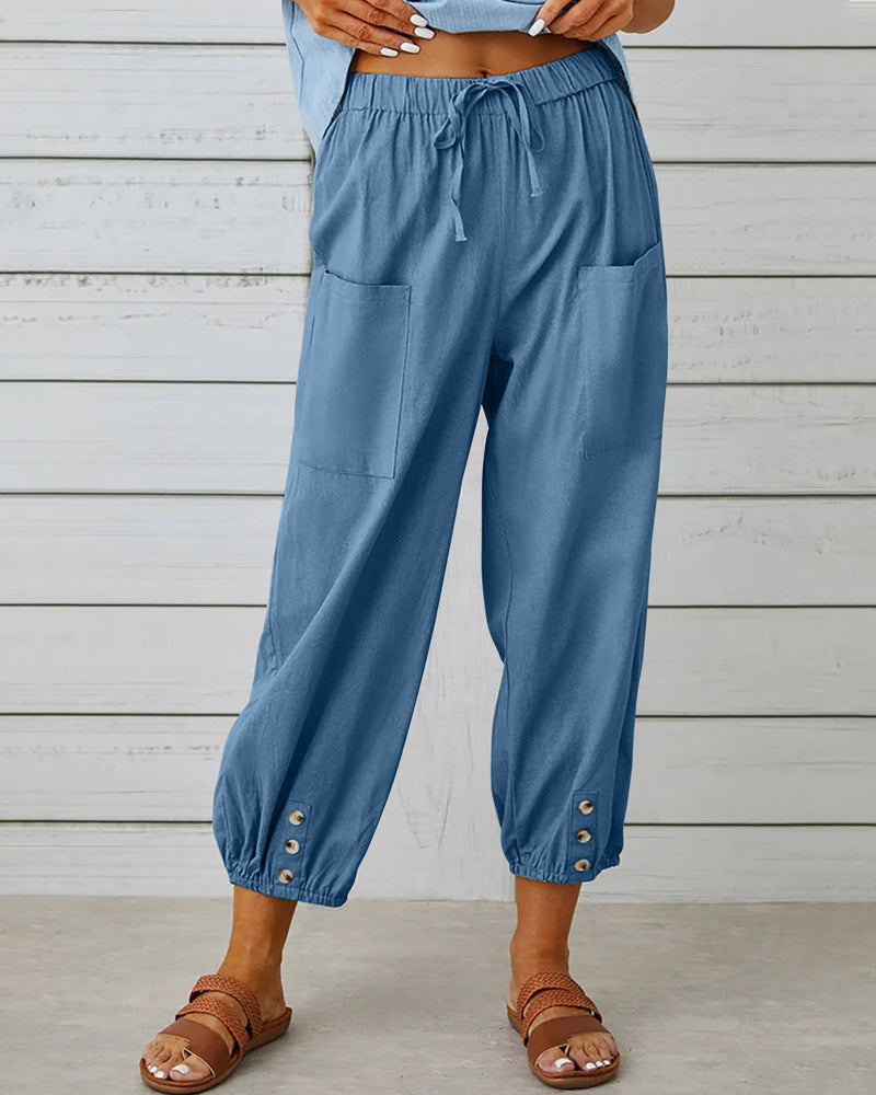 LP | Comfortable cargo pants with drawstring and buttons