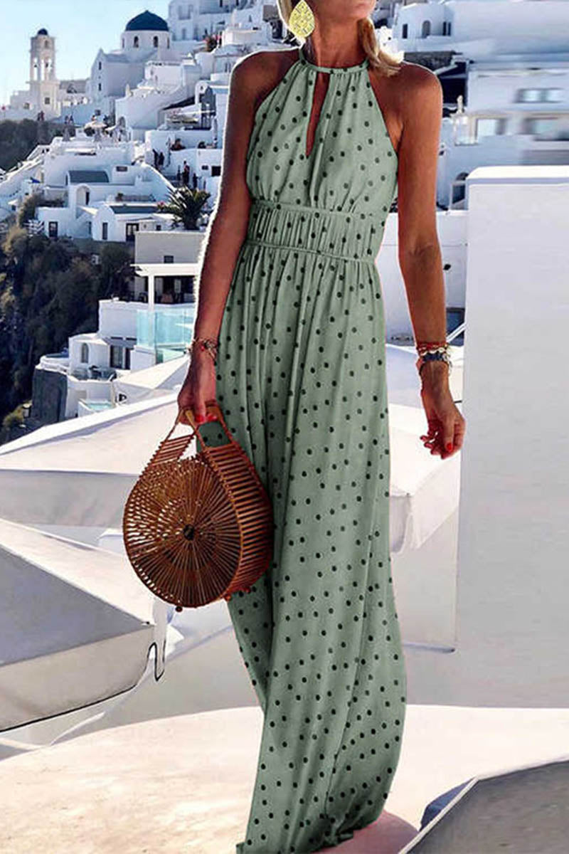 Printed dress with round neckline