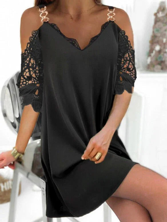 LD Midi dress with lace and bare shoulders